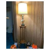 Brass lamp and wood stand...