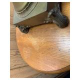 Brass lamp and wood stand...