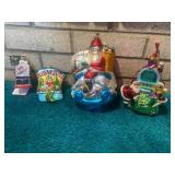 Blown glass ornaments, Santa on hor...