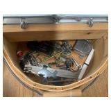 Stained glass basket top, keys, fou...