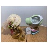 Head vase and doll head...