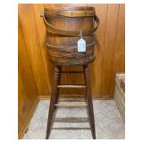 Wood stool and wood pail...