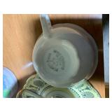 Red glass with cup and saucer colle...