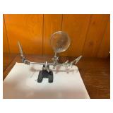 Third hand tool with magnifying gla...