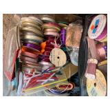 Storage display of ribbon and lace...