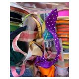 Storage display of ribbon and lace...