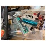 Storage display of ribbon and lace...