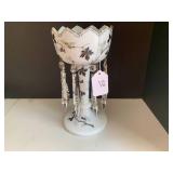 Decorative mantel white glass vase ...