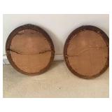 2 pcs - antique oval ornate picture...