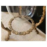 Glass planter/vase with gilded meta...