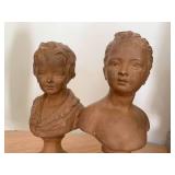 Terracotta busts of children (2), a...