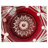 3 pcs - Ruby red glass bowls and gl...