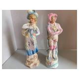 2 pcs - porcelain gentleman and lad...