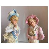 2 pcs - porcelain gentleman and lad...