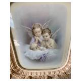 Framed picture of child and angels,...