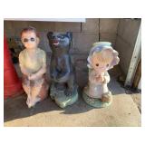 3 garden statues, 2 cement; Preciou...