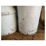 (2) Painted milk cans...