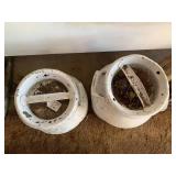 (2) Painted milk cans...