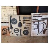 3 pegboards with old wrenches...