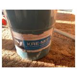 Blue tin and garden tools...