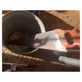 Blue tin and garden tools...