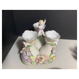 (3) German porcelain cherubs and fl...