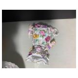 (3) German porcelain cherubs and fl...