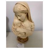 Bust of Mary holding  Jesus, chalkw...