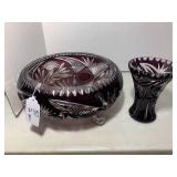 (2) Amethyst pcs. Bowl and vase...