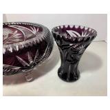 (2) Amethyst pcs. Bowl and vase...