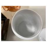 Carnival glass, lidded tea jar and ...