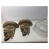 Wall shelves and etched shade...