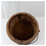 Vintage Wooden Bucket With Lid And Wire Handle