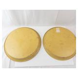 Pair of Vintage Hand-Painted Round Plates - Dancing Couple Scene