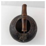 Antique Cast Iron Kettle with Wooden Handle - Rustic Teapot Stove Top Decor