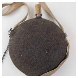 Canteen - Vintage Round Flask with Felt Cover, Cork Stopper & Canvas Strap