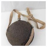 Canteen - Vintage Round Flask with Felt Cover, Cork Stopper & Canvas Strap