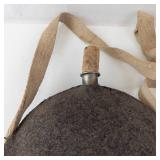 Canteen - Vintage Round Flask with Felt Cover, Cork Stopper & Canvas Strap