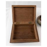 Inlaid Wood Boxes & Brass Floral Bowl (Lot of 3)
