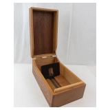 Filing Card Box - Wooden with Hinged Lid