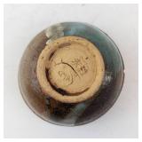 Teal-Brown Glazed Ceramic Bowl - Handmade Stoneware with Unglazed Foot