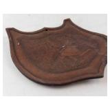 Antique Leather Shield Patch - Embossed Running Figure