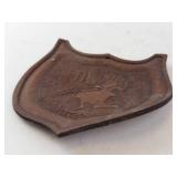 Antique Leather Shield Patch - Embossed Running Figure