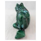 Green Frog Figurine - Glossy Glaze with Teal Highlights
