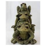 Three-Frog Stack Sculpture - Frog Figurine with Patina Finish