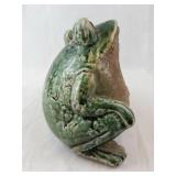 Pair of Green Glazed Ceramic Frog Figurines