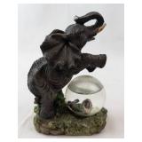 Elephant Figurine with Crystal Ball on Textured Base