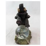 Elephant Figurine with Crystal Ball on Textured Base