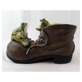 Leather Boot with Frog Figurines (Lot of 2)