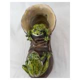 Leather Boot with Frog Figurines (Lot of 2)